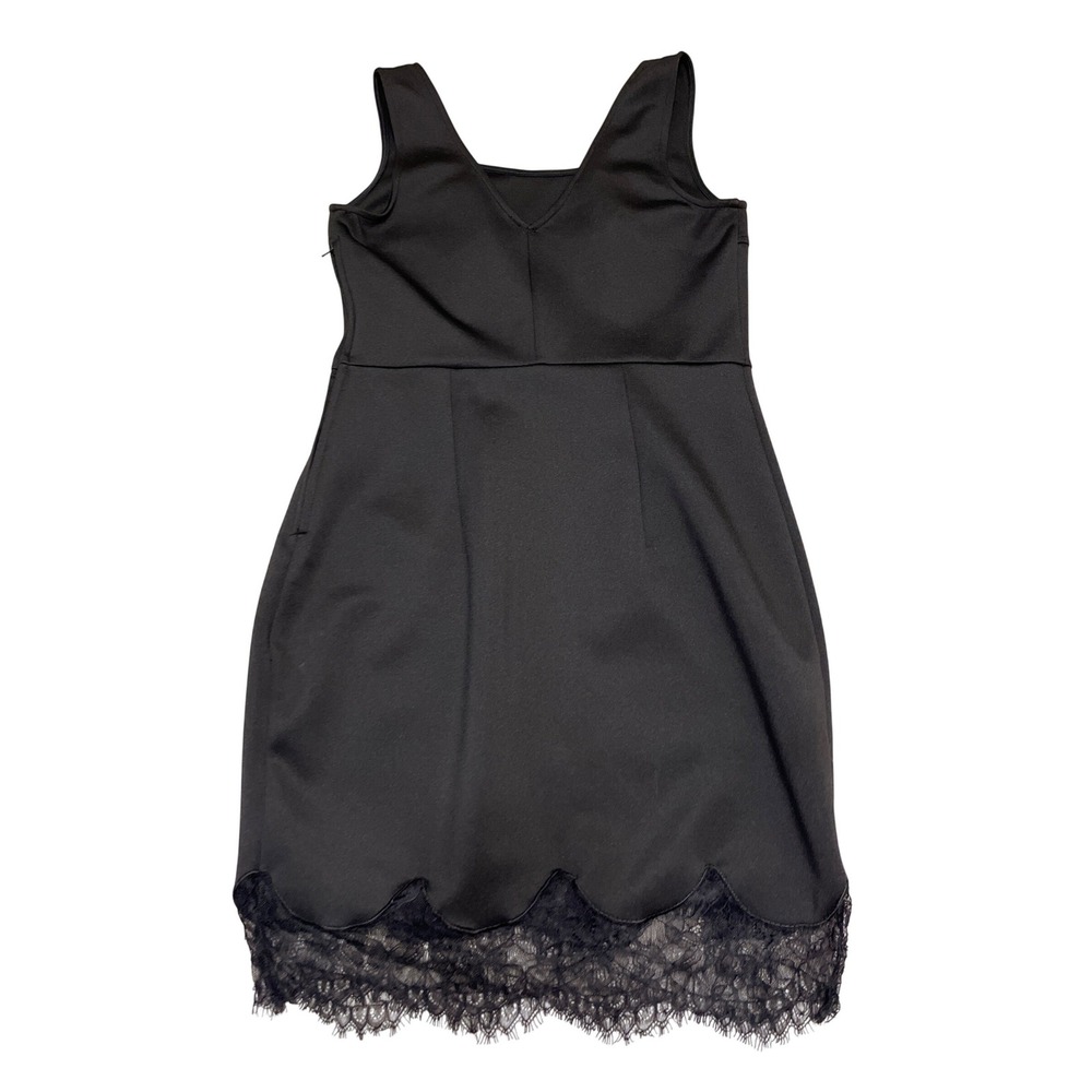 A BYER Black Lace Trim V Neck Sleeveless Sheath Dress‎ Women's Size 9
